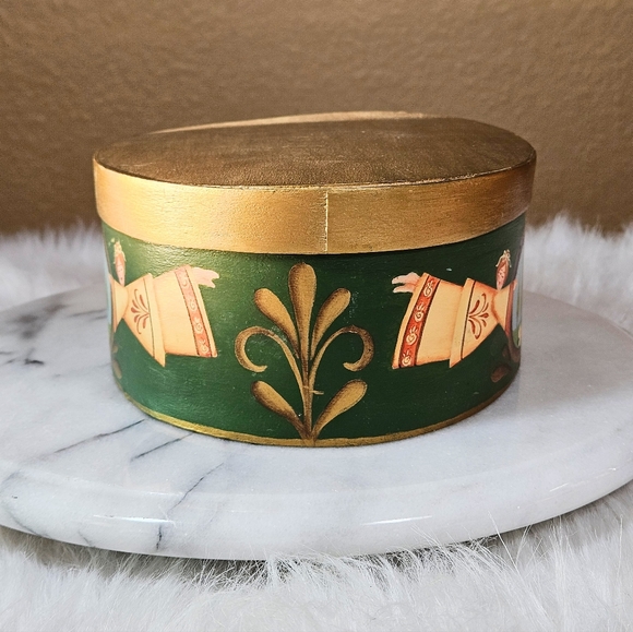 Vintage Primitive Tole Hand Painted Wooden Trinket Box 8x3.5x6.5 in - Picture 4 of 11